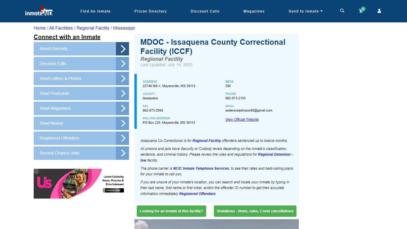 MDOC - Issaquena County Correctional Facility (ICCF) - Inmate Search ...