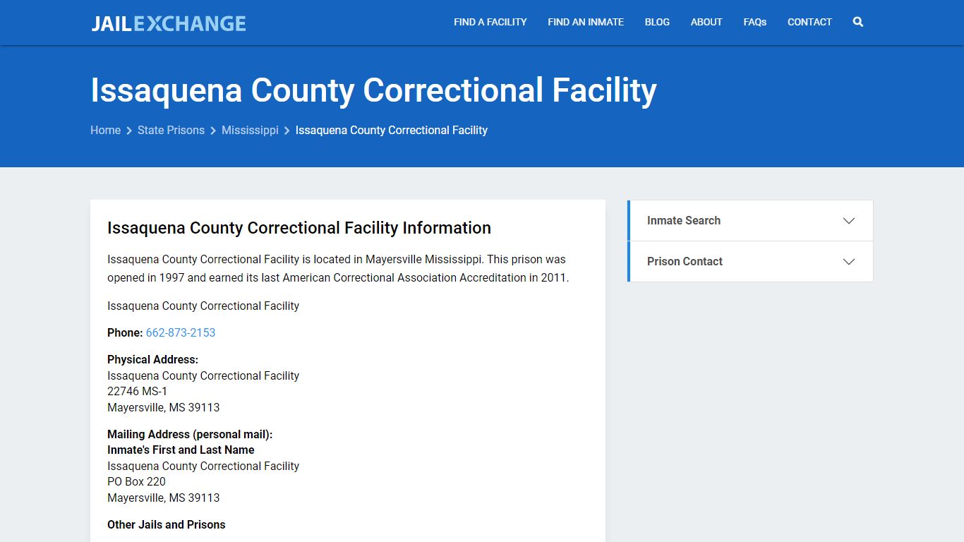Issaquena County Correctional Facility Inmate Search, MS - Jail Exchange